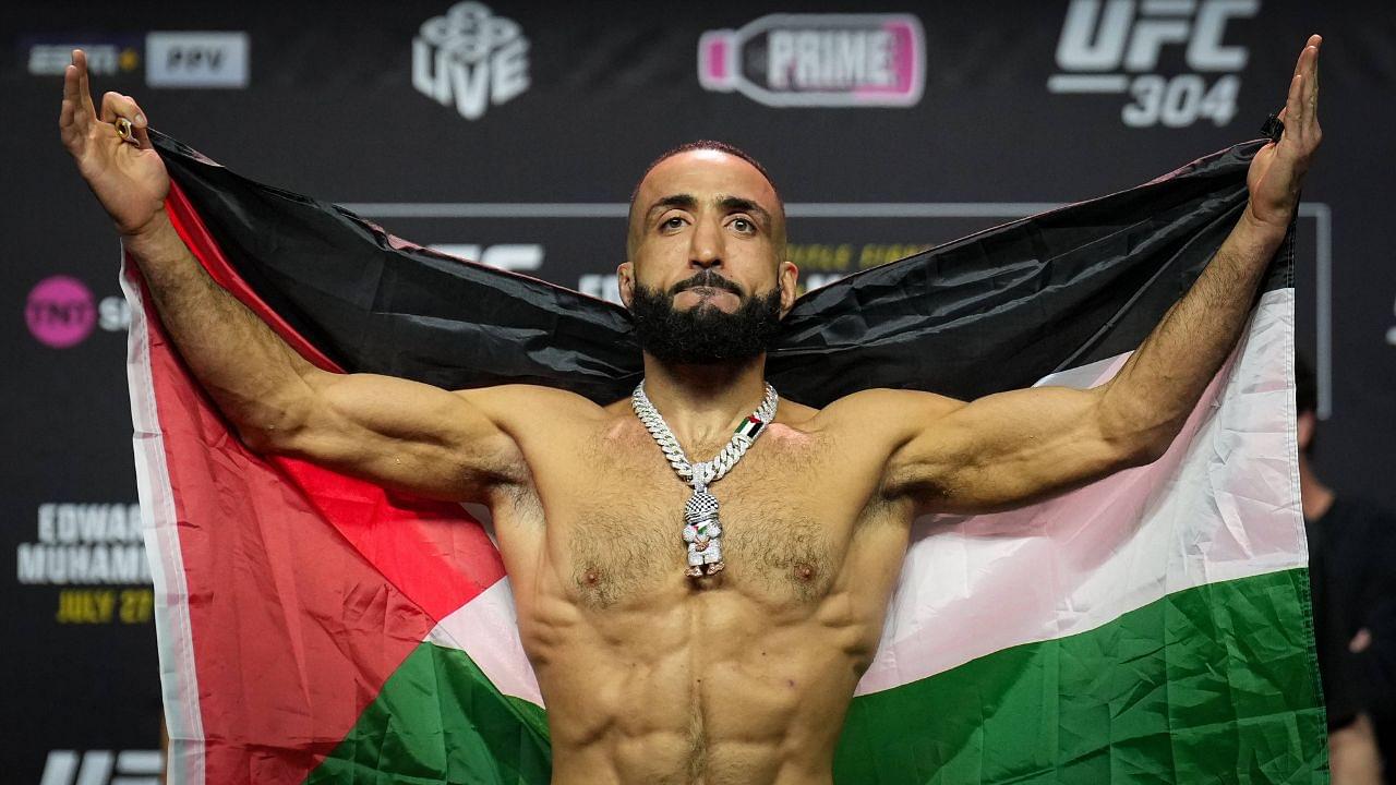 Belal Muhammad during the ceremonial weigh-ins during the UFC 304 event at Co-op Etihad Campus, SportCity, England on the 26 July 2024. Copyright: xAndyxRowlandx PMI-6349-0003