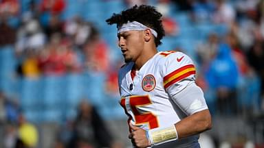 Kansas City Chiefs quarterback Patrick Mahomes (15) before the game at Bank of America Stadium.