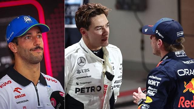 Daniel Ricciardo(L), George Russell(C), Max Verstappen(R)