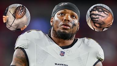 Baltimore Ravens running back Derrick Henry (22) warms up before a game against the Tampa Bay Buccaneers at Raymond James Stadium.