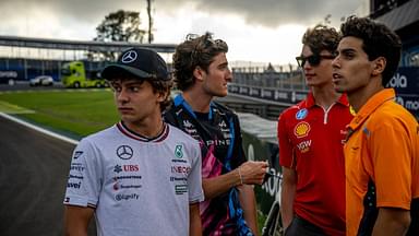 Andrea Kimi Antonelli, Jack Doohan, Oliver Bearman and Gabriel Bortoleto during the 2024 Formula 1 Sao Paulo Grand Prix at the Interlagos Circuit in Sao Paulo, Brazil