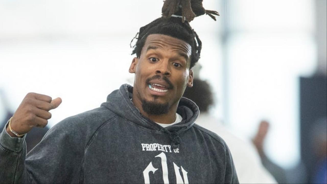 Former Auburn quarterback and NFL MVP Cam Newton during Auburn Tigers Pro Day at Woltosz Football Performance Center in Auburn, Ala., on Tuesday, March 21, 2023.