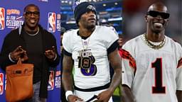 Shannon Sharpe [Left]; Lamar Jackson [Center]; Chad Johnson [Right]