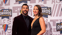 Bubba Wallace and his wife Amanda Wallace poses on the red carpet for the 2023 NASCAR Awards Banquet at the Music City Center in Nashville, Tenn., Thursday, Nov. 30, 2023.