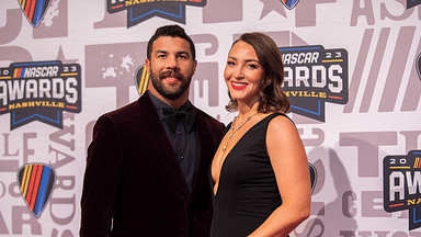 Bubba Wallace and his wife Amanda Wallace poses on the red carpet for the 2023 NASCAR Awards Banquet at the Music City Center in Nashville, Tenn., Thursday, Nov. 30, 2023. © Stephanie Amador / The Tennessean / USA TODAY NETWORK