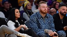 Jan 11, 2024; Los Angeles, California, USA; Las Vegas Raiders player Maxx Crosby with wife Rachel Washburn attend the game between the Los Angeles Lakers and Phoenix Suns at Crypto.com Arena.