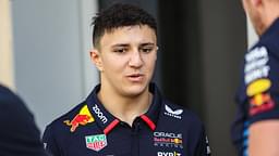 Isack Hadjar of Red Bull Racing RB20 participates in a portrait session during the Formula 1 testing at Yas Marina Circuit in Abu Dhabi