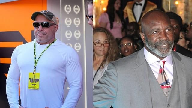 Joe Rogan (L), Evander Holyfield (R)