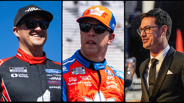 Ryan Preece (L), Brad Keselowski (C) and Joey Logano (R).