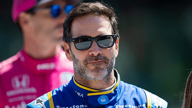 IndyCar Series driver Jimmie Johnson during the running of the 106th Indianapolis 500 at Indianapolis Motor Speedway.