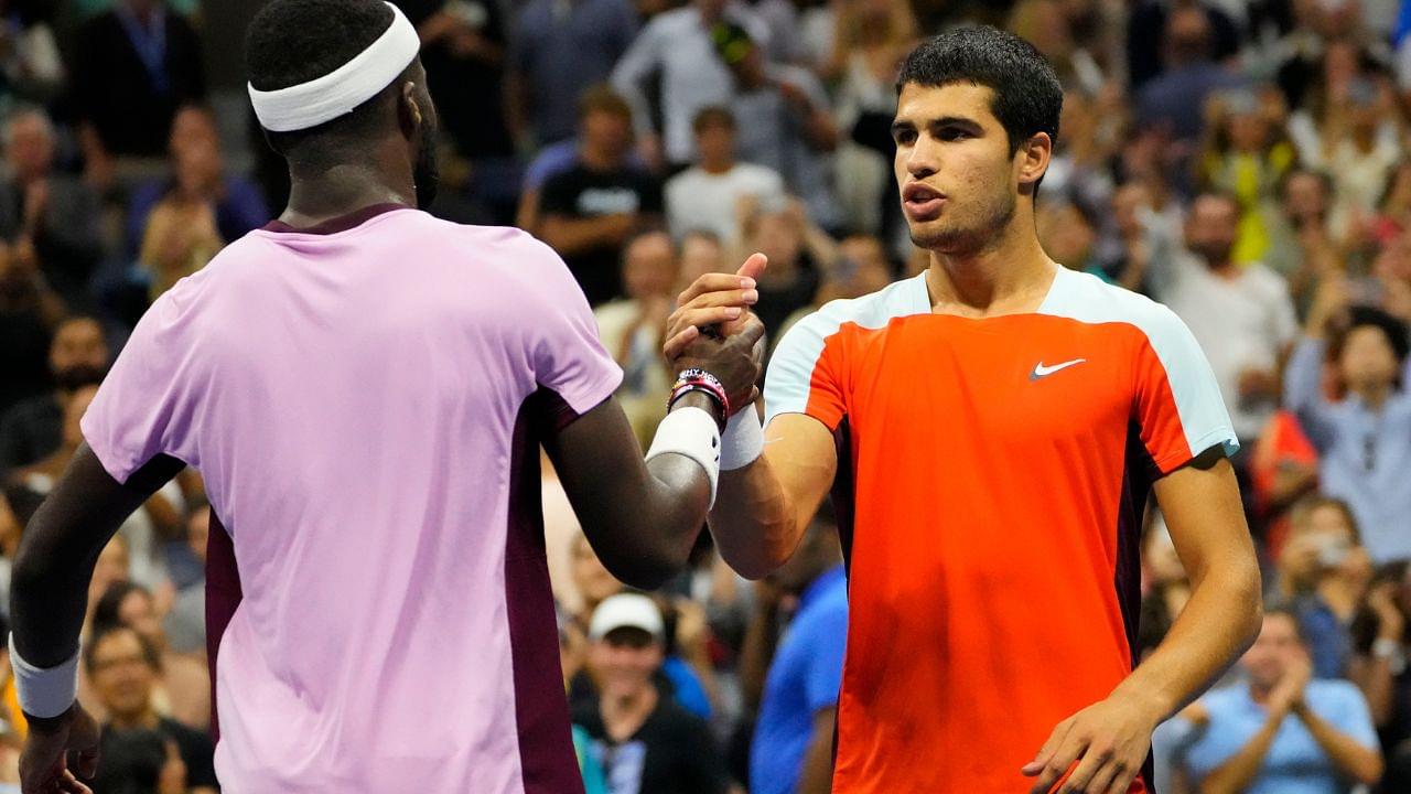 Frances Tiafoe (L) and Carlos Alcaraz (R).