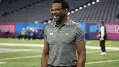 NFL Hall of Fame player Michael Irvin during the 2024 NFL Combine at Lucas Oil Stadium.