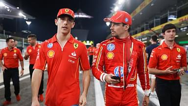 Charles Leclerc and Arthur Leclerc of Ferrari are seen ahead of Formula 1 Abu Dhabi Grand Prix at Yas Marina Circuit