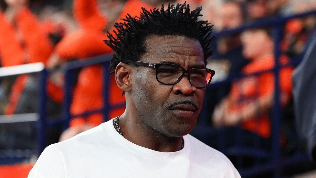 Miami Hurricanes former player and NFL Hall of Fame member Michael Irvin looks on during the first half of a game between the Miami Hurricanes and the Syracuse Orange at the JMA Wireless Dome