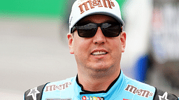 NASCAR Cup Series driver Kyle Busch (18) walks to his car before the start of the Quaker State 400 at Atlanta Motor Speedway.