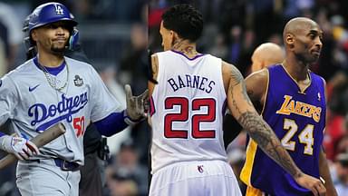 Mookie Betts (L) and Kobe Bryant and Matt Barnes (R)