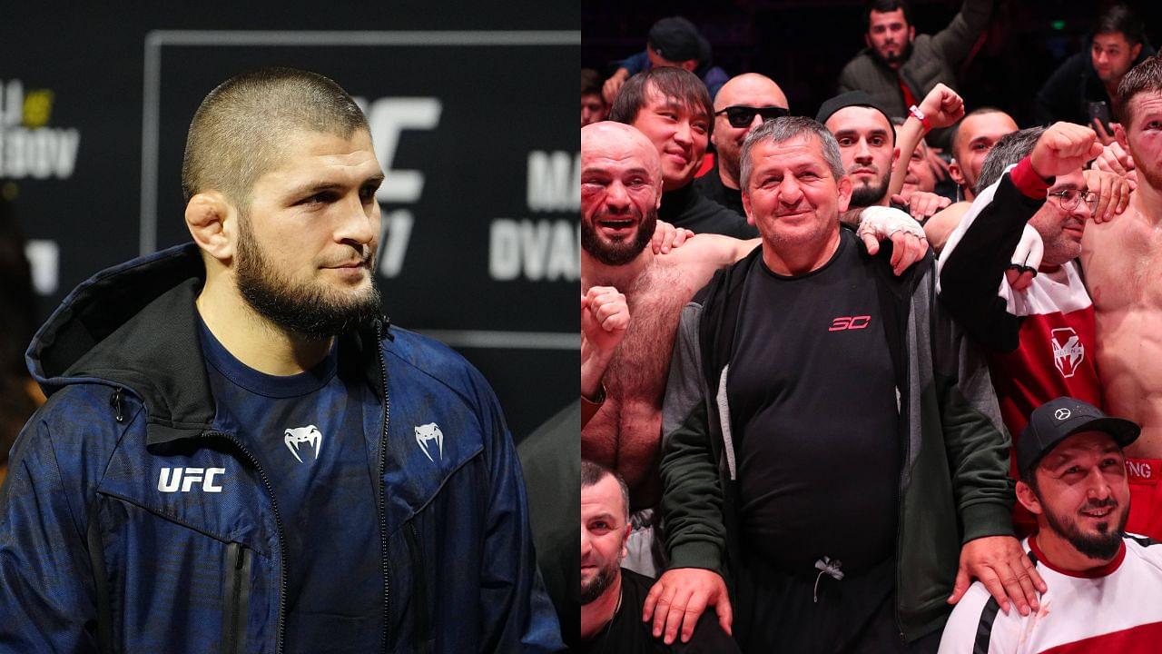 Khabib Nurmagomedov (L), Abdulmanap Nurmagomedov (R)