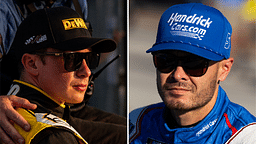 (L-R) NASCAR Cup Series drivers Christopher Bell and Kyle Larson