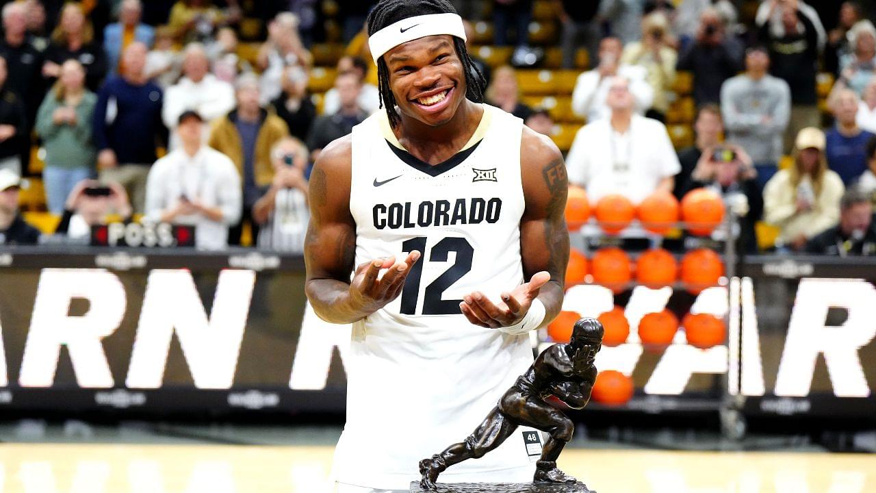 Colorado Buffaloes Heisman trophy winner Travis Hunter before the game against the Bellarmine Knights at CU Events Center.