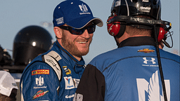 Mar 6, 2015; Las Vegas, NV, USA; Sprint Cup Series driver Dale Earnhardt Jr. (88) smiles during qualifying for the Kobalt 400 at Las Vegas Motor Speedway. Mandatory Credit: Jerome Miron-Imagn Images