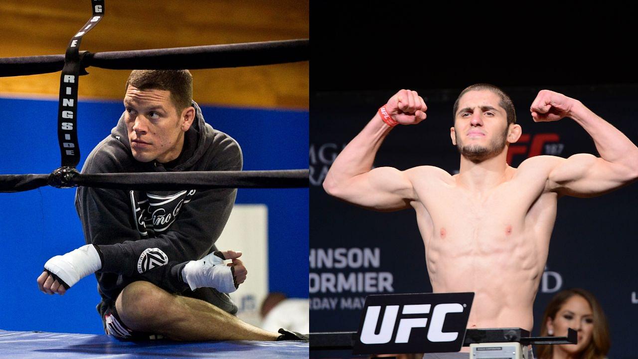 Nate Diaz (L), Islam Makhachev (R)