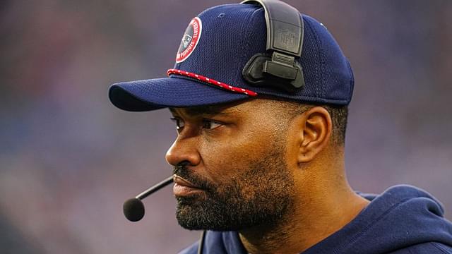 New England Patriots head coach Jerod Mayo watches from the sideline as they take on the Los Angeles Chargers at Gillette Stadium.