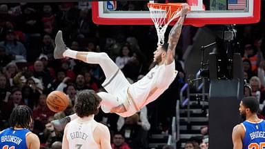 Chicago Bulls guard Lonzo Ball (2) dunks the ball against the New York Knicks during the second half at United Center.