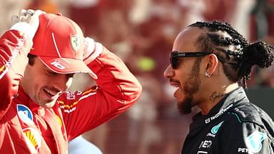 Charles Leclerc of Ferrari and Lewis Hamilton of Mercedes before the Formula 1 Abu Dhabi Grand Prix at Yas Marina Cicuit in Abu Dhabi, United Arab Emirates on December 8, 2024