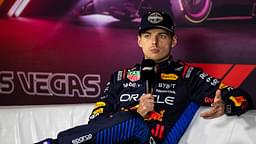 Red Bull Racing driver Max Verstappen (1) of Team Netherlands 4 time world champion talks about his championship win in Las Vegas