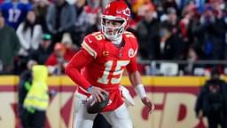 Jan 26, 2025; Kansas City, MO, USA; Kansas City Chiefs quarterback Patrick Mahomes (15) rushes the ball against the Buffalo Bills during the second half in the AFC Championship game at GEHA Field at Arrowhead Stadium.