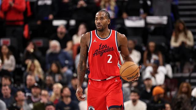 Los Angeles Clippers forward Kawhi Leonard (2) dribbles the ball against the Atlanta Hawks during the second quarter at Intuit Dome.