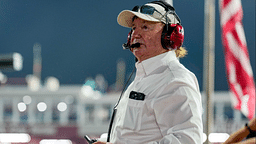 May 21, 2023; North Wilkesboro, North Carolina, USA; Team Owner Richard Childress watches from atop Victory Lane during the All Star Race at North Wilkesboro Speedway. Mandatory Credit: Jim Dedmon-Imagn Images