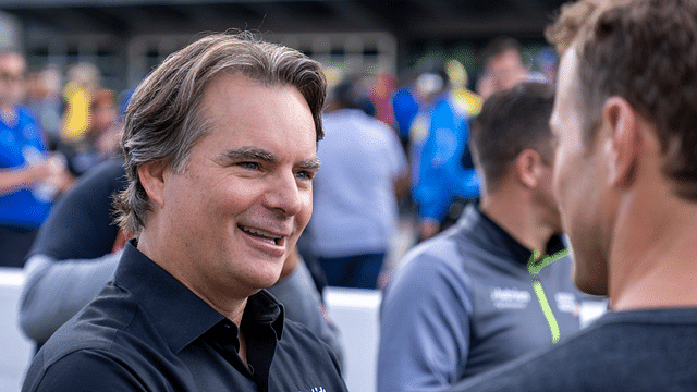 Jeff Gordon, a past winner of the Brickyard 400, at the Indianapolis Motor Speedway, Saturday, July 30, 2022, during an event to honor past IndyCar and NASCAR winners at this track.