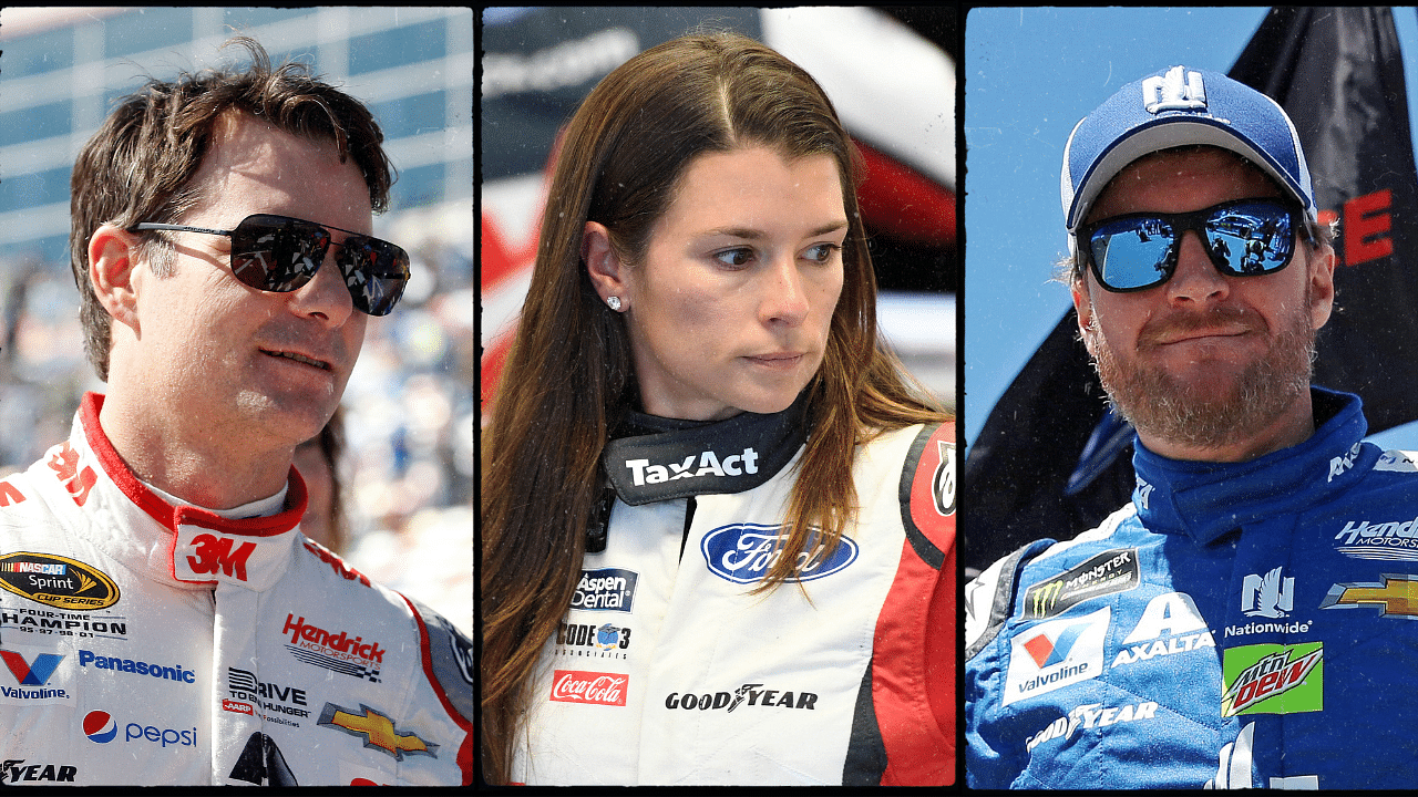 Jeff Gordon (L), Danica Patrick (C) and Dale Earnhardt Jr. (R).