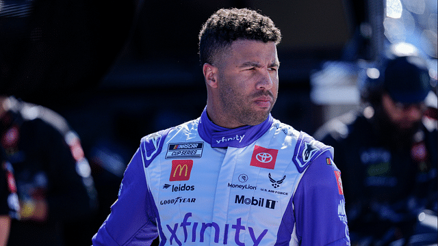 Nov 2, 2024; Martinsville, Virginia, USA; NASCAR Cup Series driver Bubba Wallace (23) during cup practice at Martinsville Speedway. Mandatory Credit: Jim Dedmon-Imagn Images