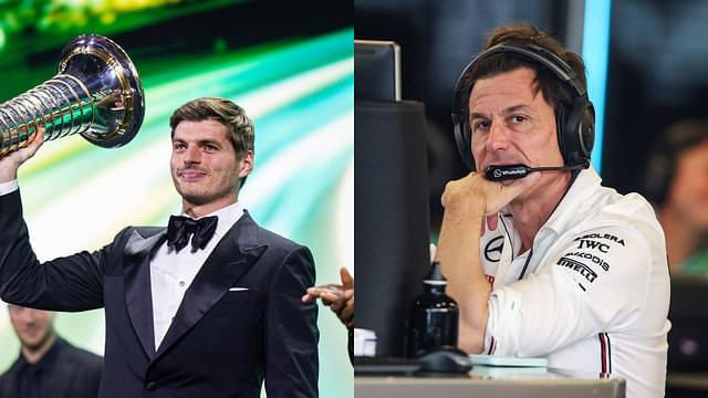 Max Verstappen (L) and Toto Wolff (R)