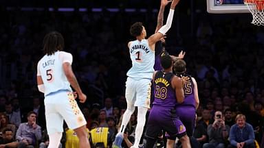 San Antonio Spurs center Victor Wembanyama (1) shoots the ball over Los Angeles Lakers forward Anthony Davis (3) during the first quarter at Crypto.com Arena.