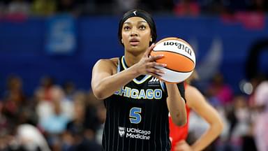 Chicago Sky forward Angel Reese (5) shoots a free throw against the Indiana Fever during the second half at Wintrust Arena