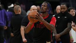 Miami Heat forward Jimmy Butler (22) warms-up before a game against the Phoenix Suns at Kaseya Center