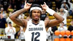 Dec 21, 2024; Boulder, Colorado, USA; Colorado Buffaloes Heisman trophy winner Travis Hunter before the game against the Bellarmine Knights at CU Events Center.