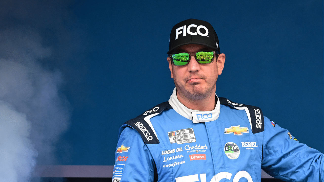 NASCAR Cup Series driver Kyle Busch (8) is introduced before the start of the USA TODAY 301 at New Hampshire Motor Speedway.