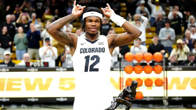 Colorado Buffaloes Heisman trophy winner Travis Hunter before the game against the Bellarmine Knights at CU Events Center.