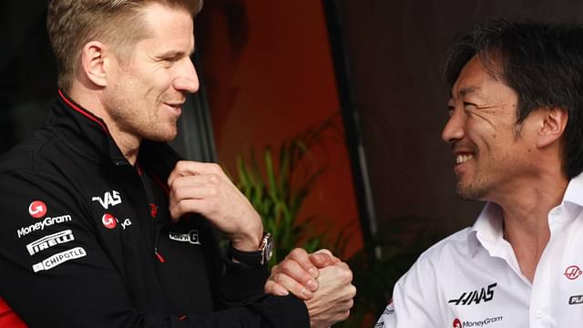 F1 Saudi Arabian Grand Prix 2024 Previews Nico Hulkenberg of Haas and Ayao Komatsu ahead of the Formula 1 Saudi Arabian Grand Prix at Jeddah Corniche Circuit in Jeddah, Saudi Arabia on March 6, 2024