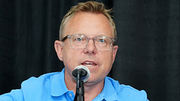 Jun 20, 2024; Eugene, OR, USA; Leigh Diffey during US Olympic Team Trials press conference at Hayward Field. Mandatory Credit: Kirby Lee-Imagn Images