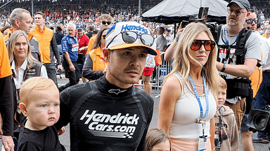 Arrow McLaren/Rick Hendrick driver Kyle Larson (17) walks through pit lane with his family Sunday, May 26, 2024, during the 108th running of the Indianapolis 500 at Indianapolis Motor Speedway.