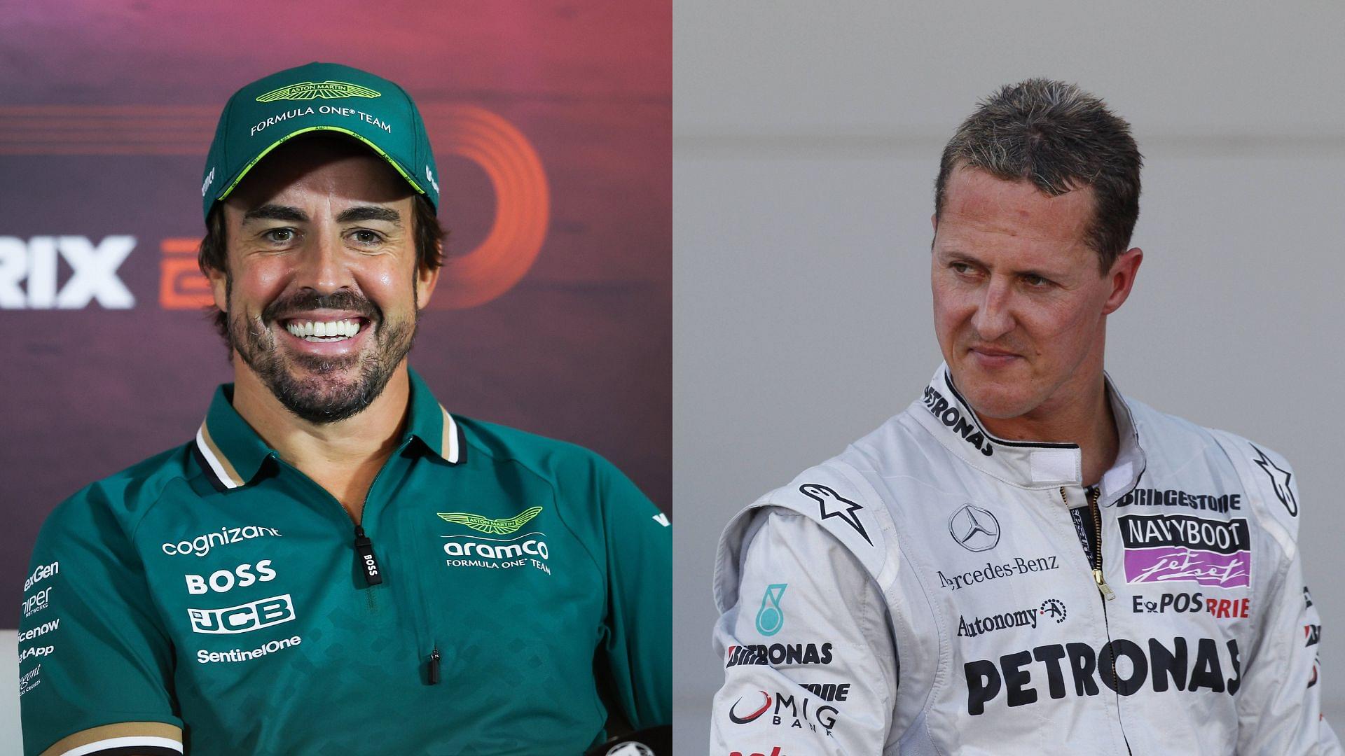 Fernando Alonso (L) and Michael Schumacher (R)