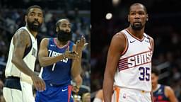 Kyrie Irving and James Harden(L), Kevin Durant(R)