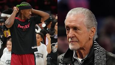 Jimmy Butler (L), Pat Riley (R)