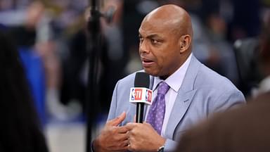 NBA TV analyst Charles Barkley talks on set before game three of the 2024 NBA Finals between the Boston Celtics and the Dallas Mavericks at American Airlines Center.