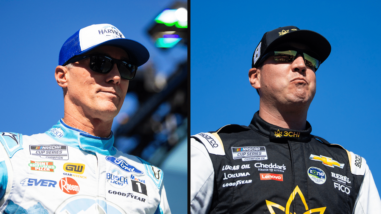 Kevin Harvick (L) and Kyle Busch (R). Image Credits: Imagn.